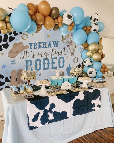 7x5ft Western Cowboy Backdrop My First Rodeo Wild West Birthday Banner - Picture 2 of 7