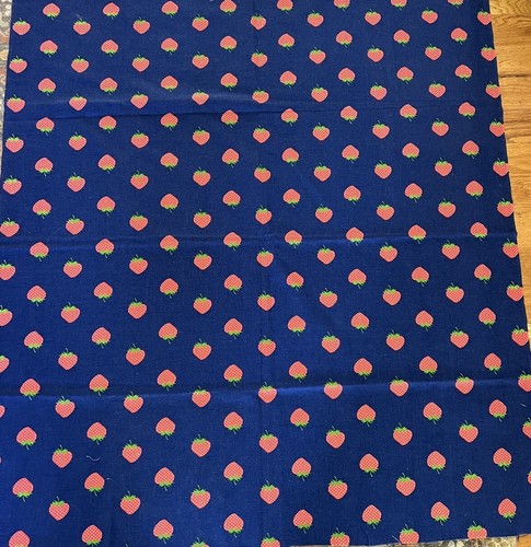 Vtg 70s Cotton Blend Fabric Red Polka Dot Strawberries +1yd, rainbow hearts +1yd - Picture 5 of 9