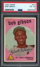 1959 Topps #514 Bob Gibson PSA 4 RC Rookie Cardinals  (4455)