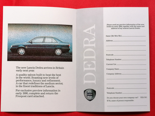 Folletos Lancia 1989/90 - Nuevo Dedra combustible sin plomo Delta Integrale tema prisma - Imagen 3 de 9