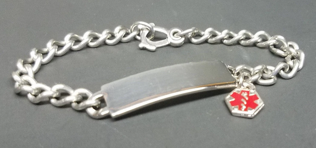 SPEIDEL ID MEDILOG MEDICAL ALERT SILVER TONE BRACELET 6 1 2