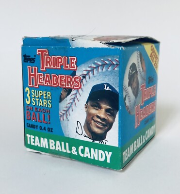 Vintage 1992 Topps TRIPLE HEADER Ball w/ Candy Baseball Container 2  CARDINALS