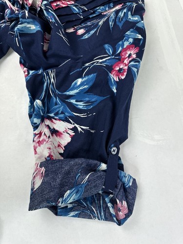 Roamans Blouse Womens 24W Blue Tunic Top Floral 100% Cotton - Bild 10 von 10