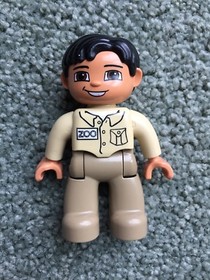 Duplo Zoo Safari Wild Animal Zookeeper Mini Figure #4968 Lego Ville RARE 2005