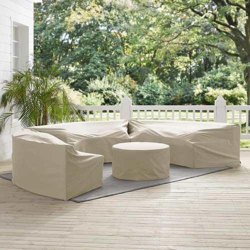 Juego de 4 fundas para muebles Catalina bronceadas - 3 sofás seccionales redondos y mesa de centro - Imagen 5 de 5