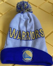 Golden State Warriors Beanie Gray Yellow & Blue w/ American Express Amex Logo
