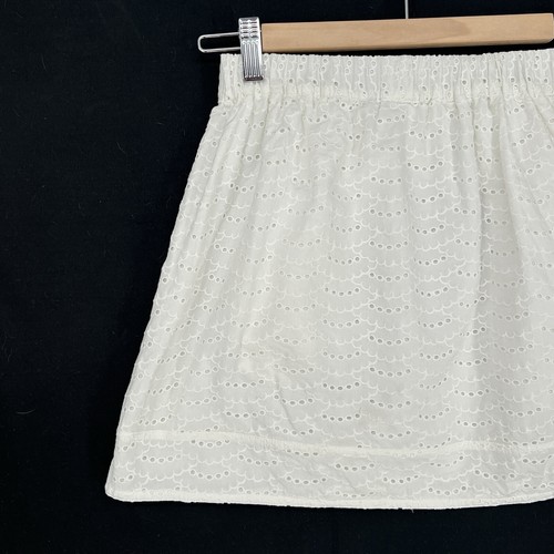 J.Crew White Cotton Eyelet Layered Mini Skirt Women's Size XXS Pockets Preppy - Picture 2 of 9
