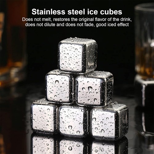 Edelstahl Eiswürfel Whisky Steine Ice Cube Kühlsteine 12pcs mit Zange Silber DE - Bild 8 von 24