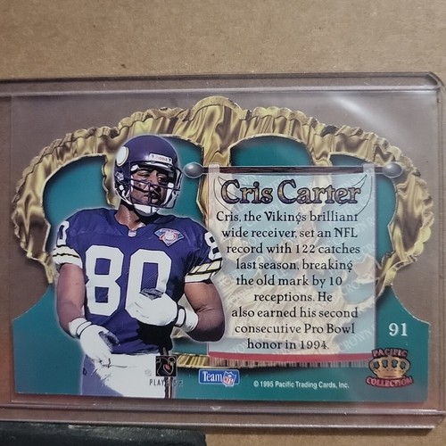 1995 Pacific Crown Royale Blue #91 Cris Carter - Picture 2 of 2