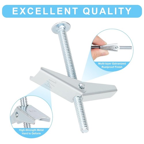Confezione 6 Bulloni a Levetta 1/8" per Cartongesso Kit Ancoraggi e Viti Resistenti - Foto 7 di 7