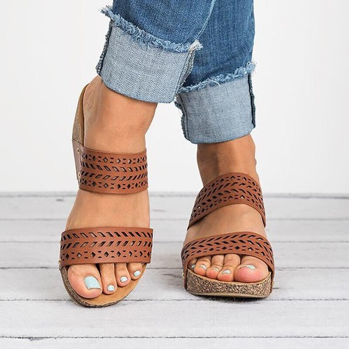 Women Wedge Heel Sandals Slipper Ladies Summer Casual Platform Slider Shoes Size - Bild 11 von 19