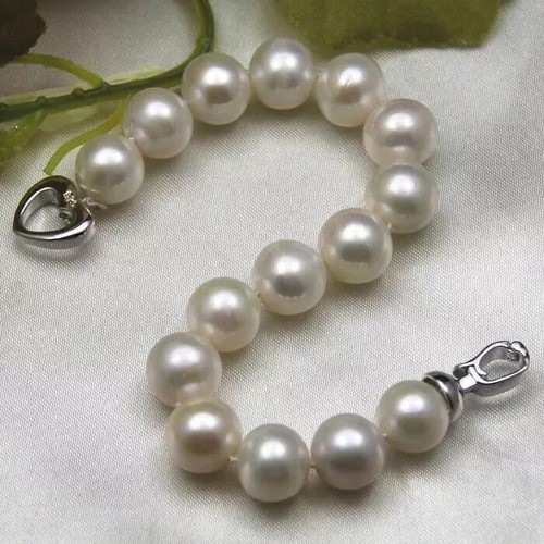 12-13mm real natural Australian south sea white round pearl bracelet 7.5-8 inch - Picture 5 of 6