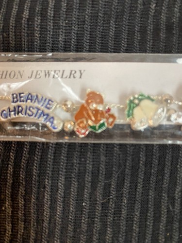 VINTAGE SLIDE BRACELET With CHRISTMAS 🎄 ENAMEL CHARMS & SILVER TONE 7" RARE - Picture 4 of 7