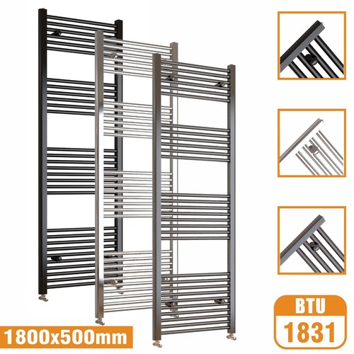 Bathroom Straight Curved Heated Towel Rail Radiator Chrome Black Ladder Warmer - Picture 146 of 206