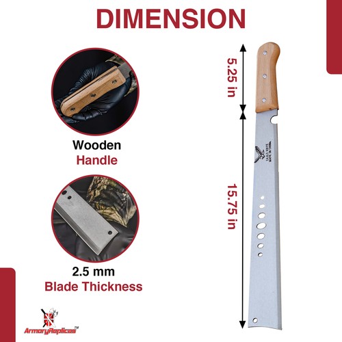 Hunting & Camping Machete | Carbon Steel Blade with Ergonomic Grip, Full Tang - Picture 21 of 77