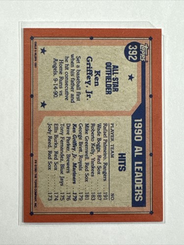 Ken Griffey Jr. Lot ~ 4 Cards ~ 1990, 1991, 1992 ~ Topps, Fleer, Donruss, Score - Bild 5 von 9