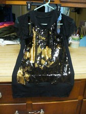 Black and gold Sequins nightclub outfit- size small- shoulderless sleeves
