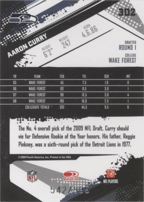 2009 Score Inscriptions Aaron Curry #302
