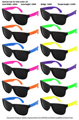12 Pack Kids Size Neon Sunglasses w/CPSIA certified-Lead(Pb) Content Free  9402R
