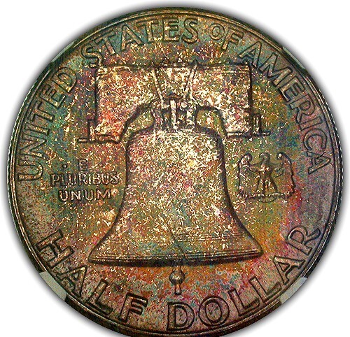 1952 FRANKLIN HALF DOLLAR NGC MS 66+ FULL BELL LINES AMAZING COLOR ON THIS FULLY - Picture 4 of 14