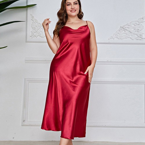 New Sexy Lingerie Long Nightgown Floral Night Dress Sleepwear Satin Outfit Plus - Picture 16 of 22