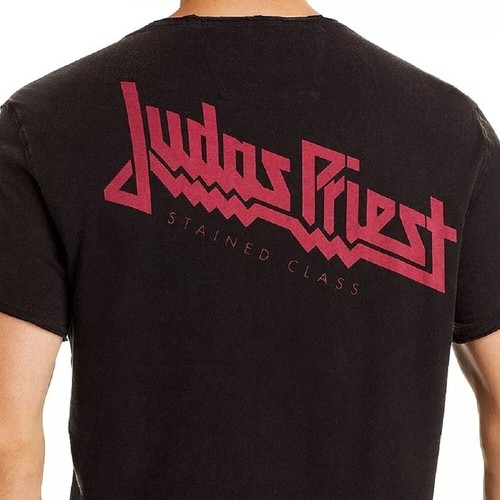 John Varvatos Men's Judas Priest Stained Class Graphic T-Shirt Raw Edges Black - Picture 4 of 5