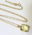14 yellow gold lemon Quartz solitaire gemstone pendant necklace 3.1g ladies 18" — photo 5