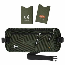 Money Belt RFID Block Hidden Secure Travel Wallet w/ 2 RFID Blocking Sleeves