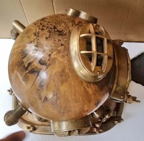 Boston Rzadki antyczny kask nurkowy Mark V Miedziano-mosiężny kask nurkowy - Zdjęcie 7 z 9