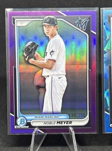 2024 Bowman Draft Noble Meyer Lot (2) Chrome Prospect Purple #/250 & Sapphire - Picture 2 of 5
