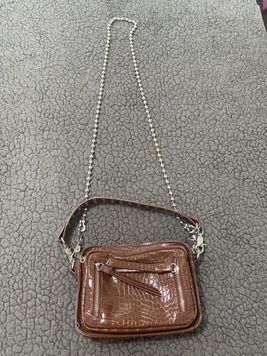 Urban Outfitters Brown Crocodile Crossbody Shoulder Bag Travel Organizer Handbag - Picture 2 of 18