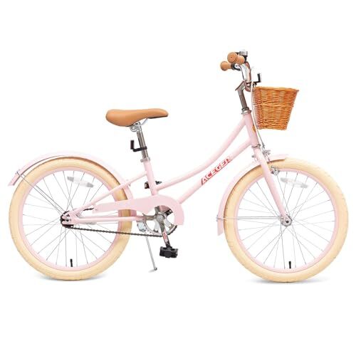 Girls Bike with Basket, Kids Bicycle for 3-13 Pink 20 Inch