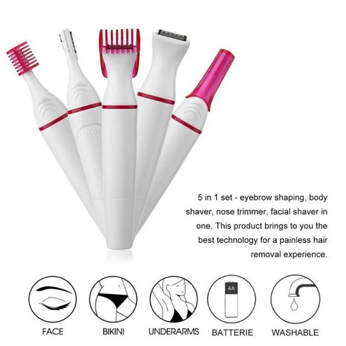 5-in-1 Electric Women Shaver Hair Arm Leg Bikini Face Remover Lady Razor Trimmer - Picture 2 of 8