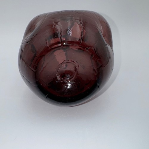 Amethyst Purple Crackle Glass Pinched Vase 6.5" Dimpled Hand Blown - Picture 7 of 7