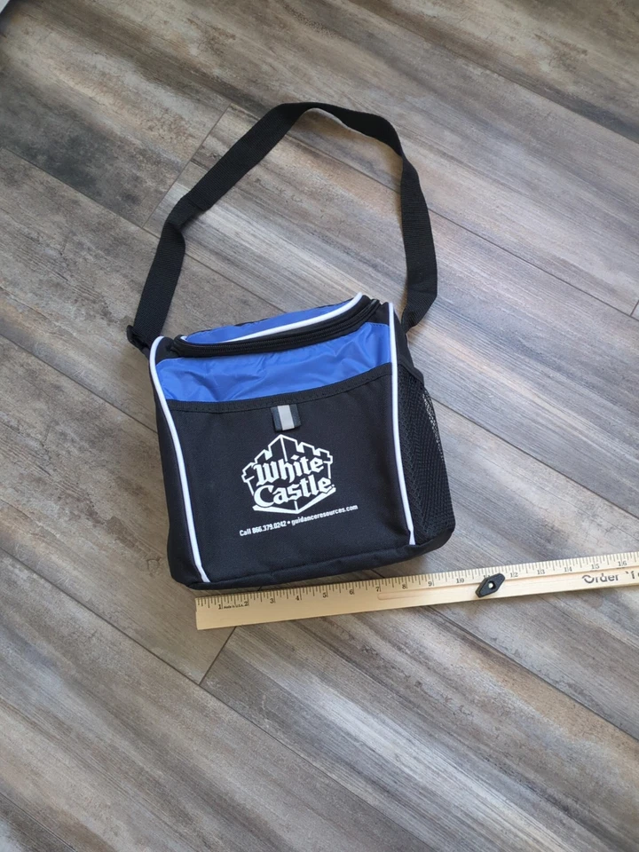 Raro bolso refrigerador Pomo blanco castillo duro aislado con correa ajustable de 10" de alto Foto 2 de 4