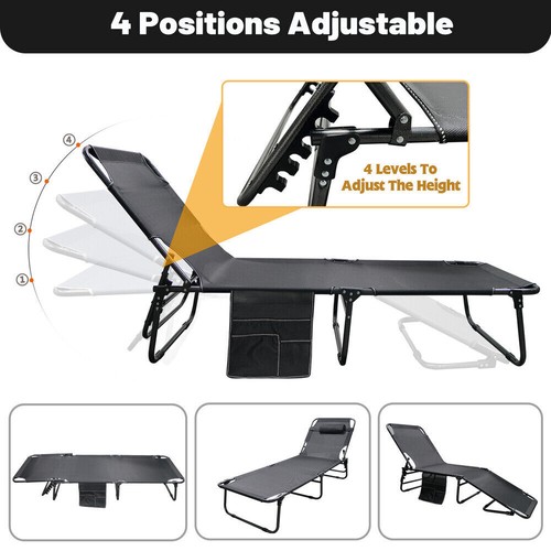 Silla de salón reclinable ajustable de 4 posiciones NAIZEA cuna de camping con almohada estera - Imagen 5 de 12