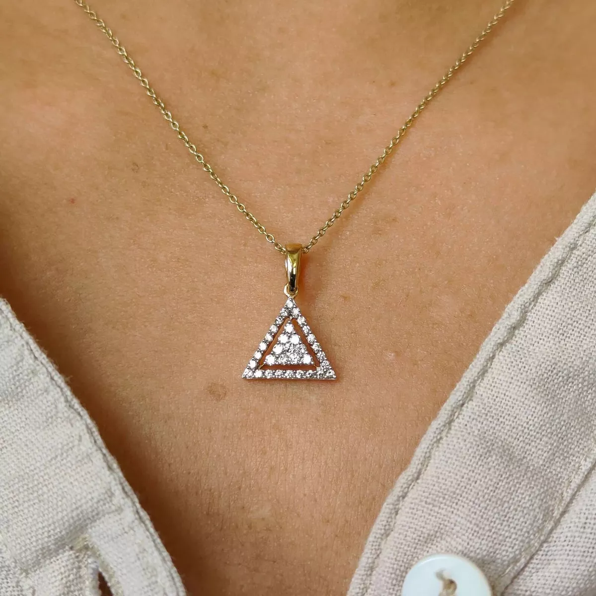 Diamond triangle pendant necklace sale