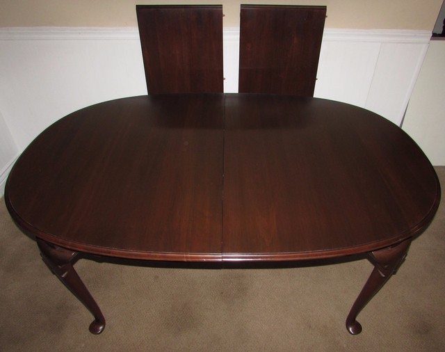Ethan Allen Georgian Court Collection Cherry Oval Table Queen Anne Ethan Allen Georgian Court Cherry Queen Anne Dining Room Table 2 Leaves 11 6214