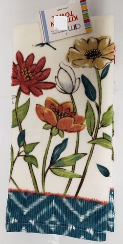 1 (one) Printed Kitchen Terry Towel with defect (15"x25") COLORFUL FLOWERS, AM - Picture 2 of 16