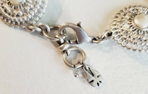 Lucky Brand Silver-Tone Imitation Pearl Disc Link Bracelet JLRY7993 - Picture 2 of 6