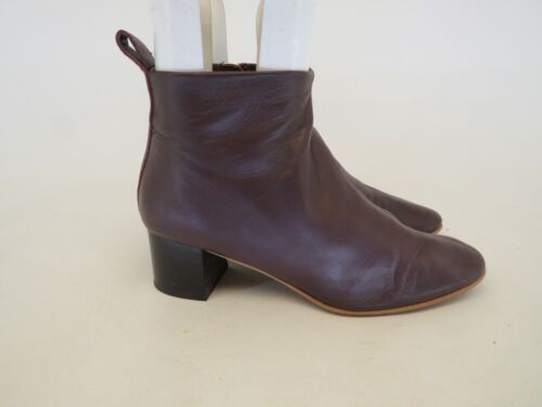 Everlane Burgundy Leather Zip Ankle Fashion Boots Bootie Size 5.5 M - Picture 3 of 12