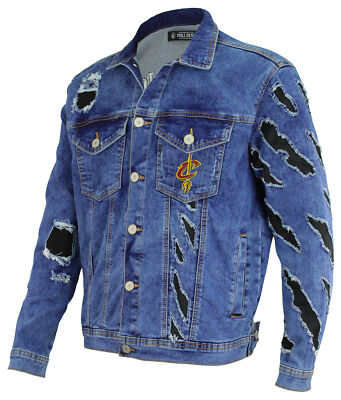FISLL NBA Men's Cleveland Cavaliers Ice Denim With Animal Print Claw Marks