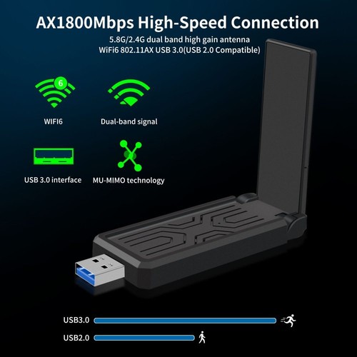 WIFI Adapter WLAN USB 3.0 Stick 1300/1800Mbps 2.4G/5G Dongle Antenne für PC DE - Bild 14 von 19