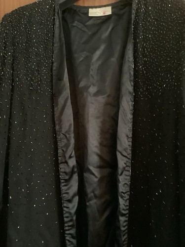 Beautiful Black Silk beaded Evening Jacket Size Medium - Picture 9 of 10