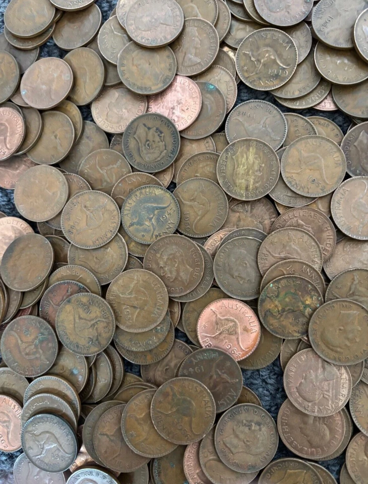 Australian Penny / Pennies Bulk 3 Kilo Approx 315 Coins Pre decimal Kangaroo - image 3 of 4