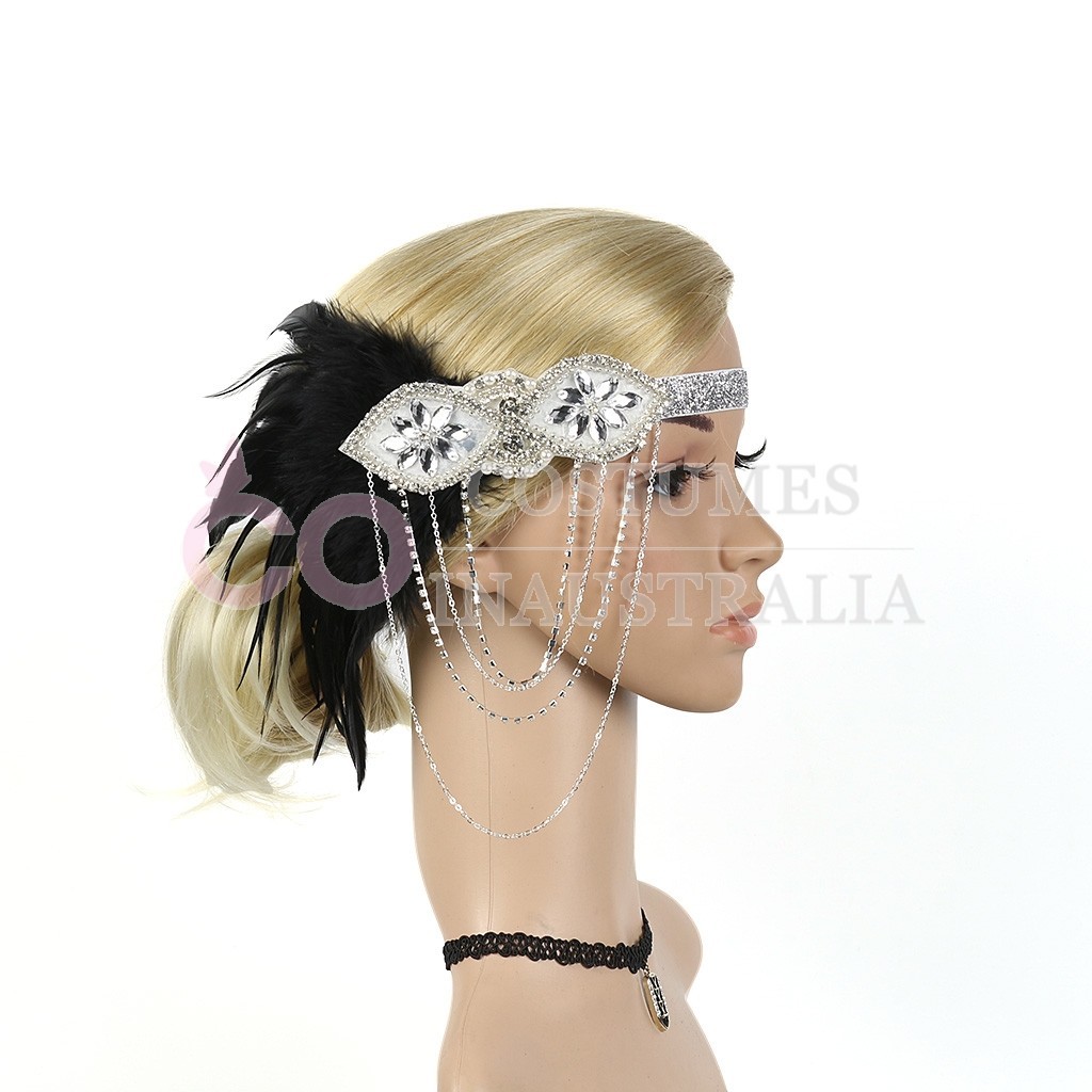 Fascia Per Capelli Anni '20 Con Piuma - Vintage Gatsby, Cerchietto Flapper Per Sposa E Festa - Foto 5