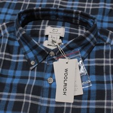 Woolrich NWT Archive Light Flannel Casual Button Down Shirt Size M in Blue Plaid