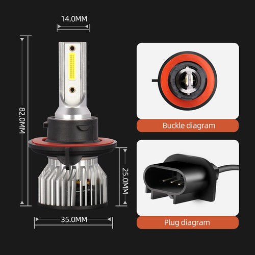 For Chevy HHR 2007-2010 6000K White 2X Car LED Headlight Bulbs Combo Hi&Lo Beam - Bild 3 von 8