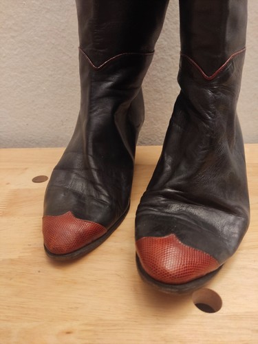 Stivali Vintage Maud Frizon in Pelle Slouch Made In Italy Taglia 38 - Foto 6 di 10