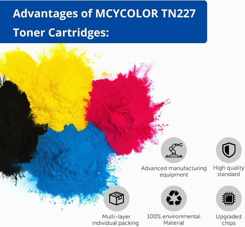 4 Pack TN227 Toner High Yield For Brother MFC-L3770CDW HL-L3270CDW HL-L3290CDW - Picture 7 of 7